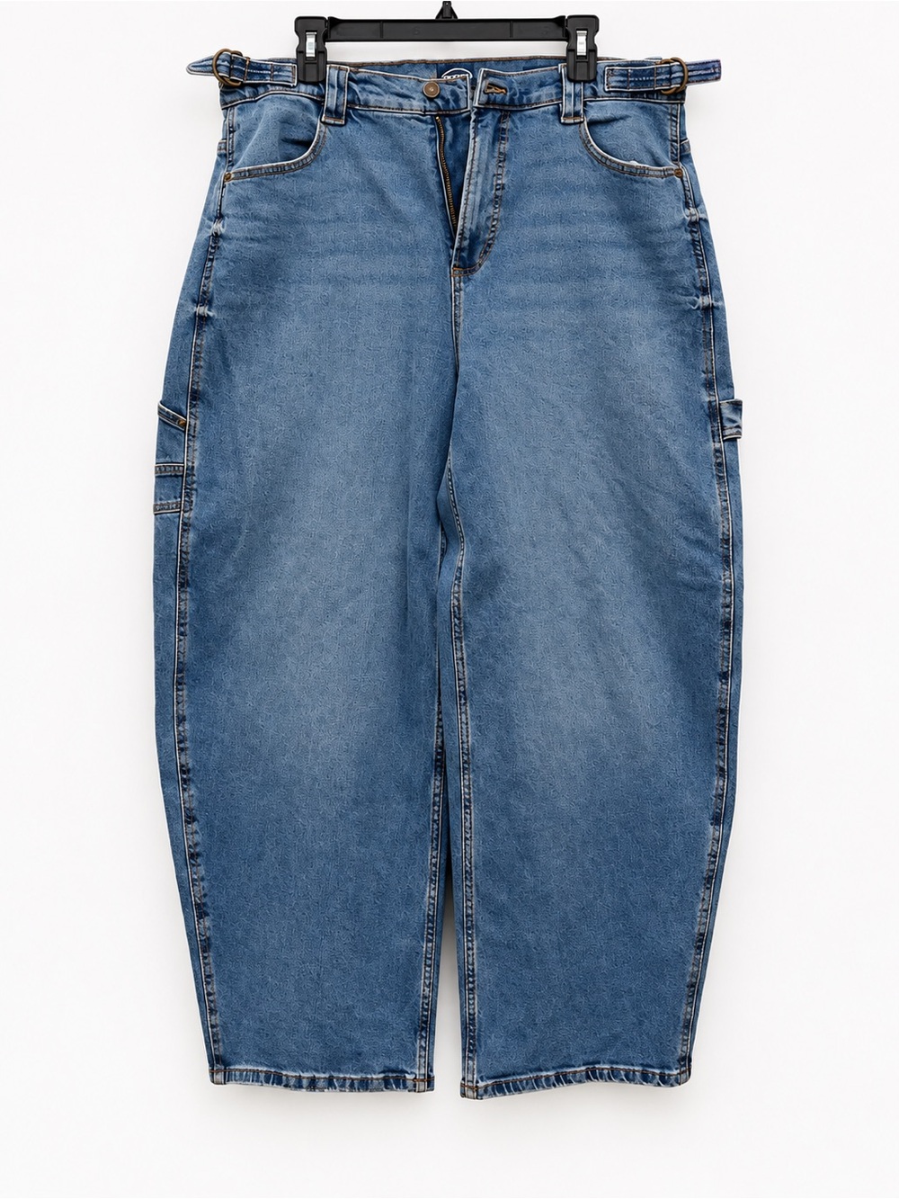 Women's Blue Denim SCOOP Barrel-Cut Carpenter Jeans Medium Wash Size 14